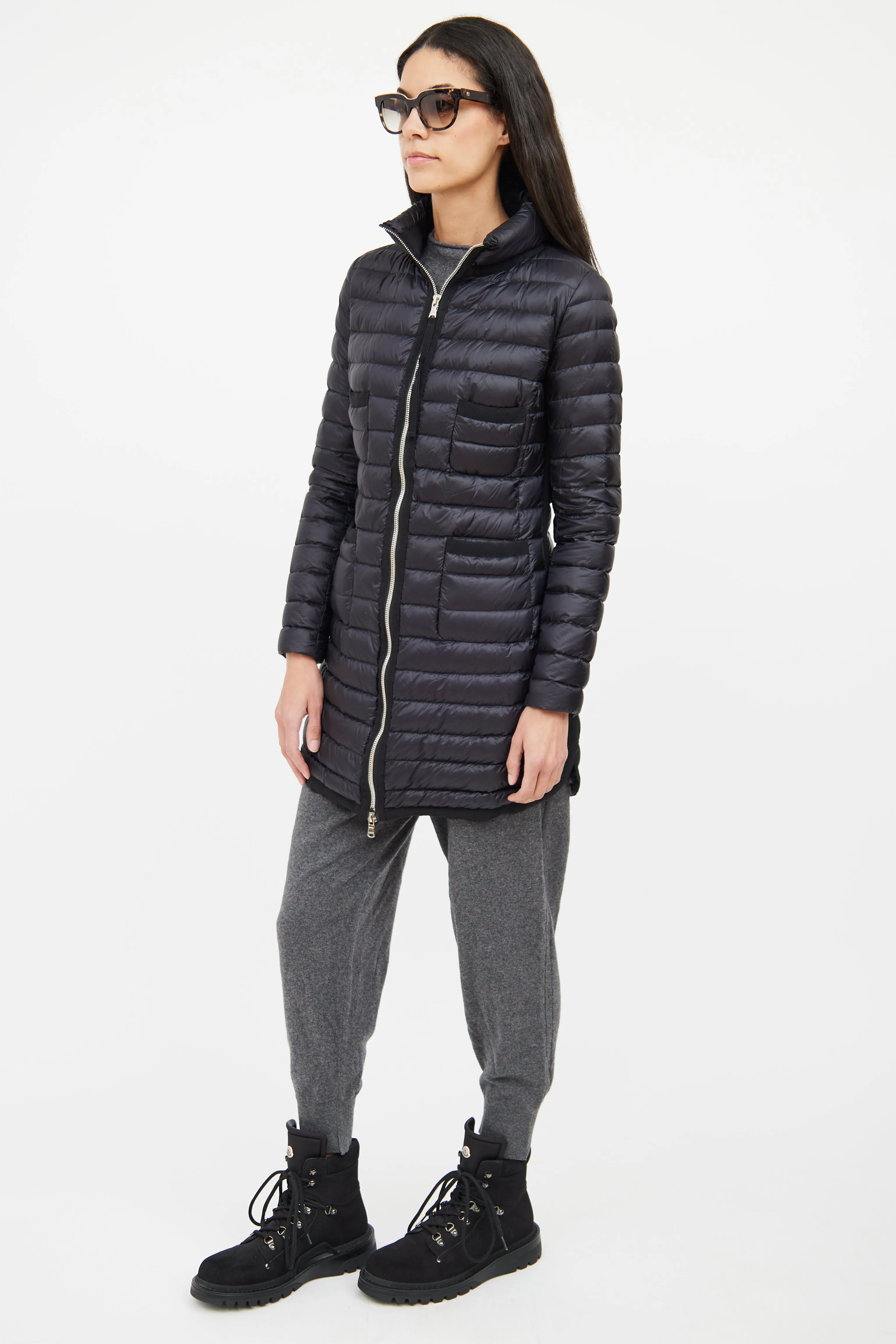 Black Quilted Longue Saison Jacket