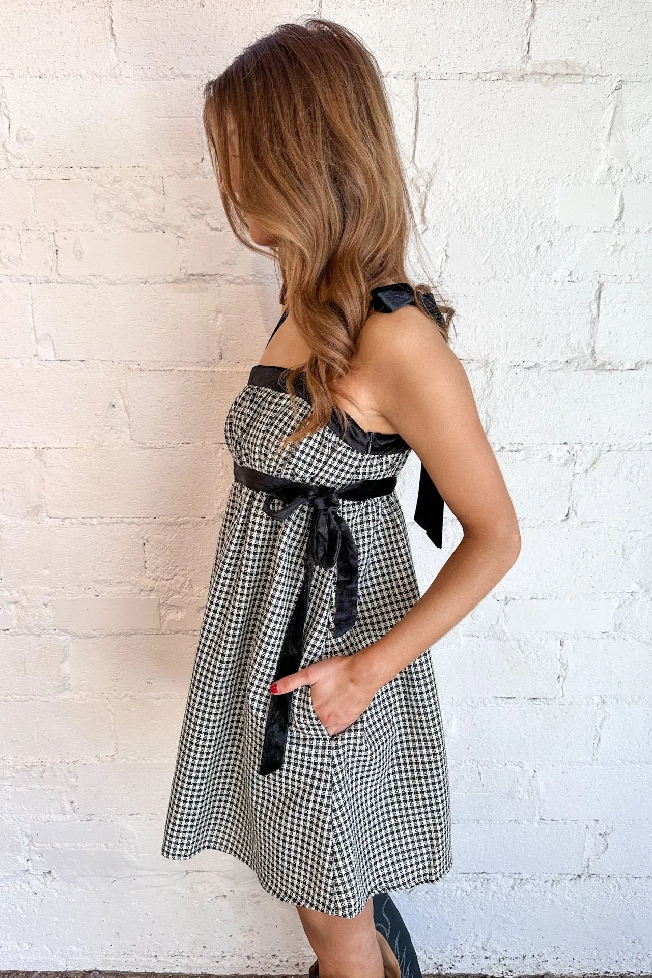 Black Tweed Babydoll Dress