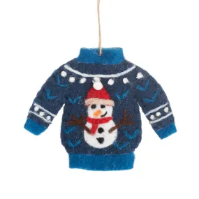 Blue Christmas Jumper Felt Decoration