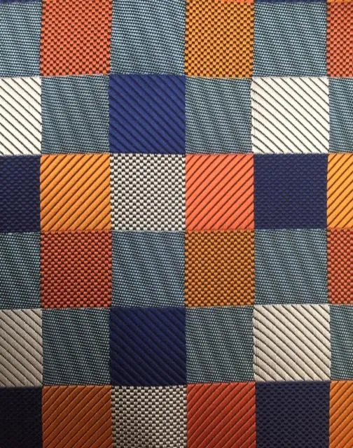 Blue, Orange & Silver Checkered Pocket Square