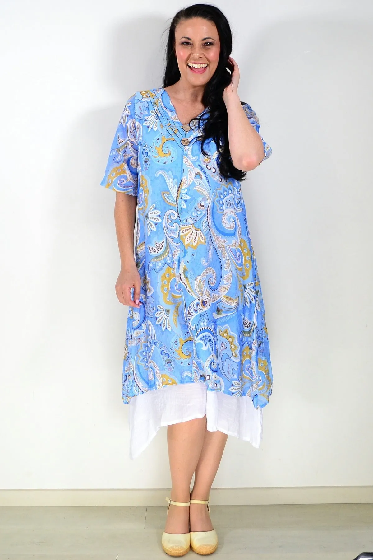 Blue Paisley Summer Tunic Dress