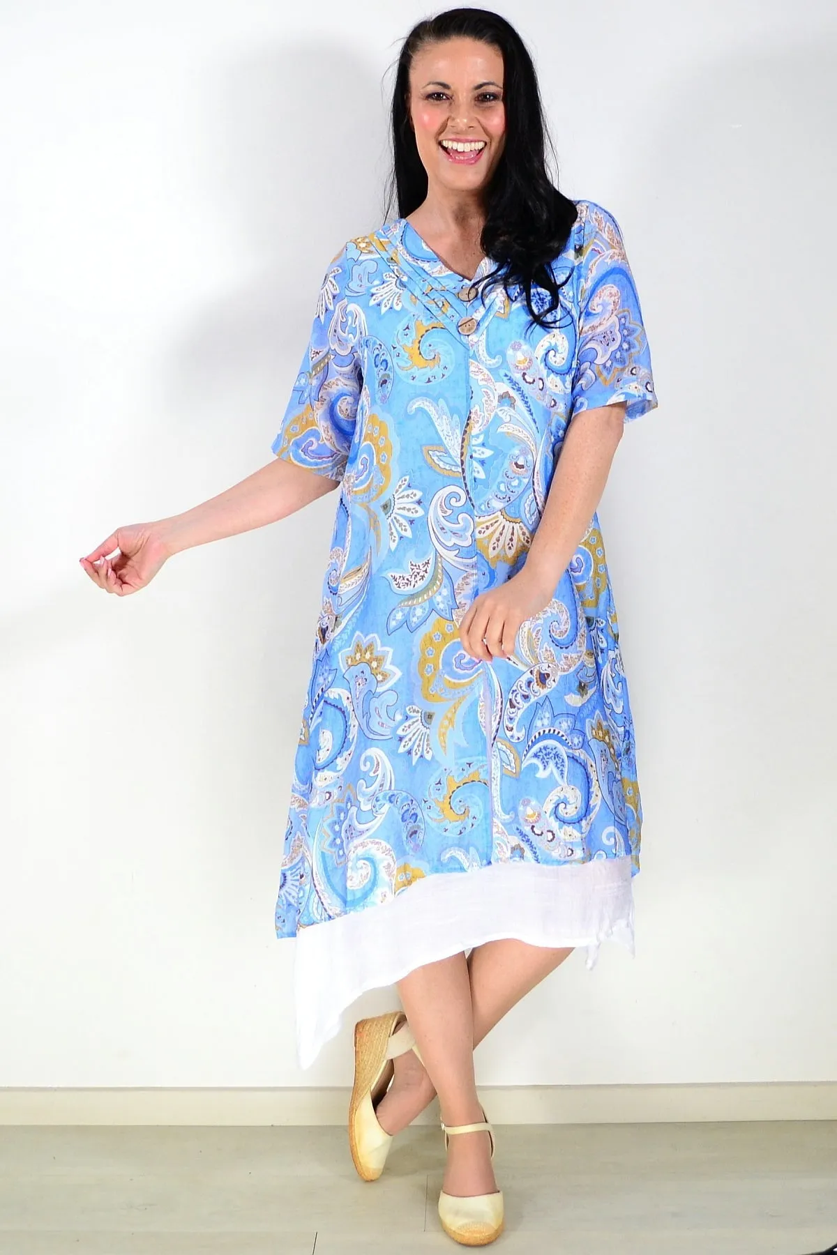 Blue Paisley Summer Tunic Dress