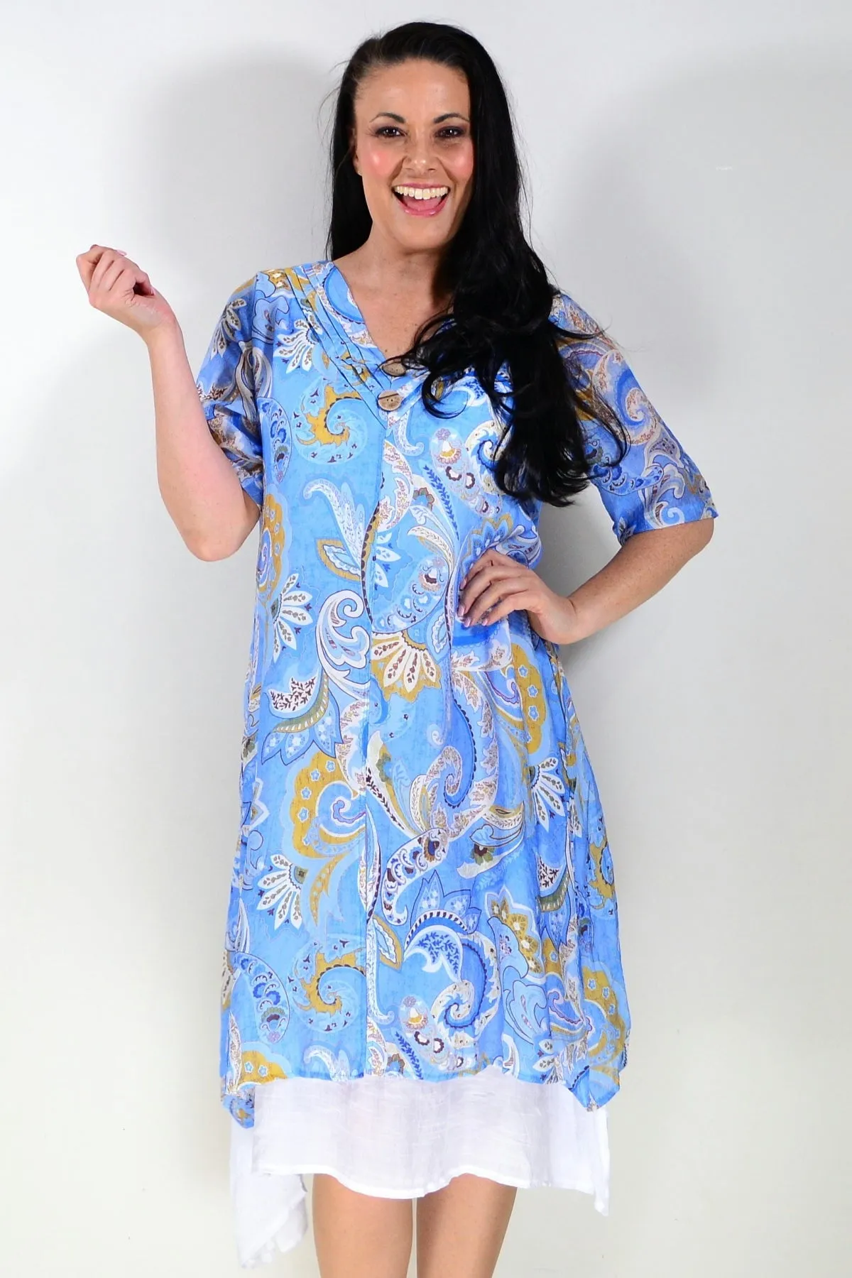 Blue Paisley Summer Tunic Dress