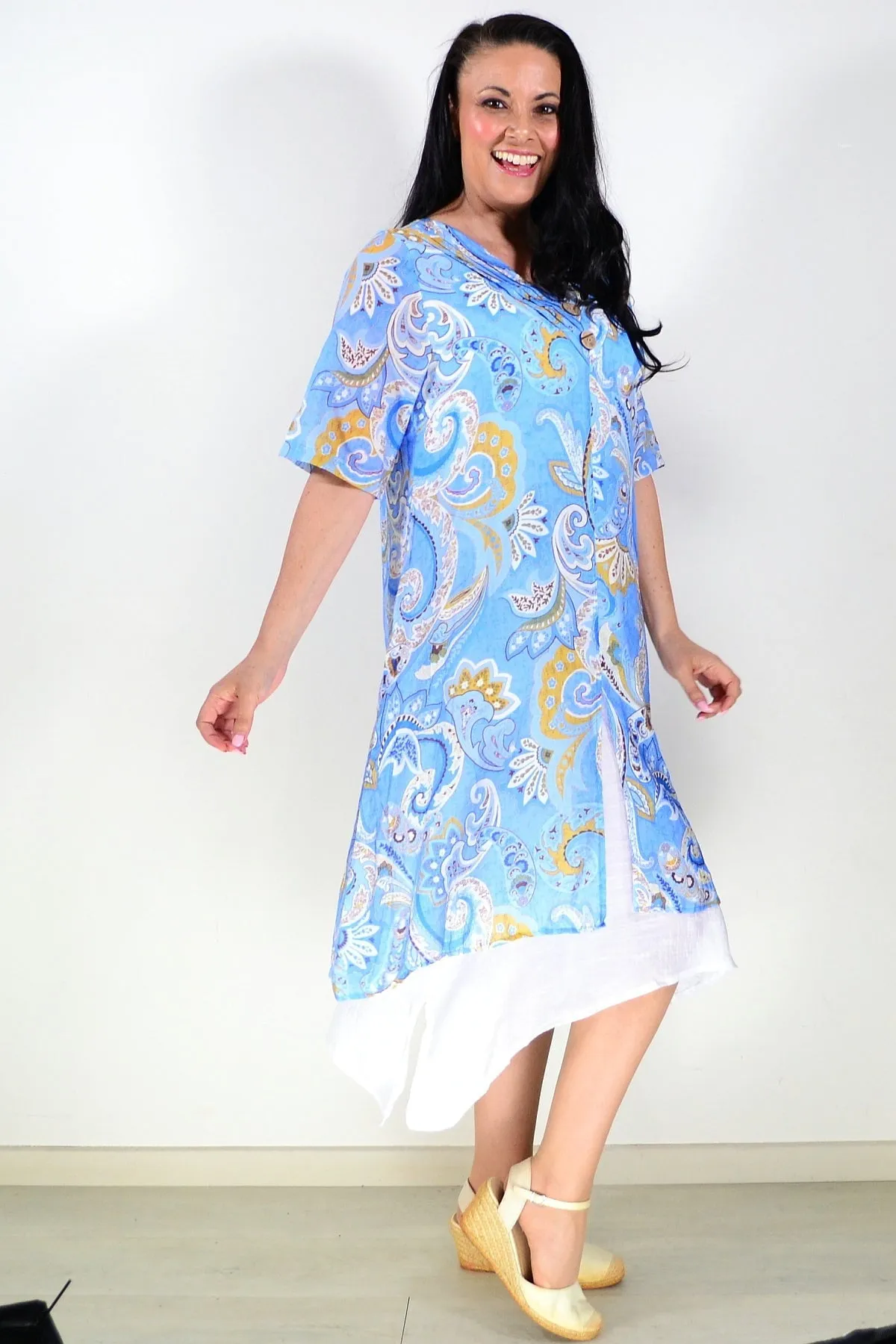 Blue Paisley Summer Tunic Dress