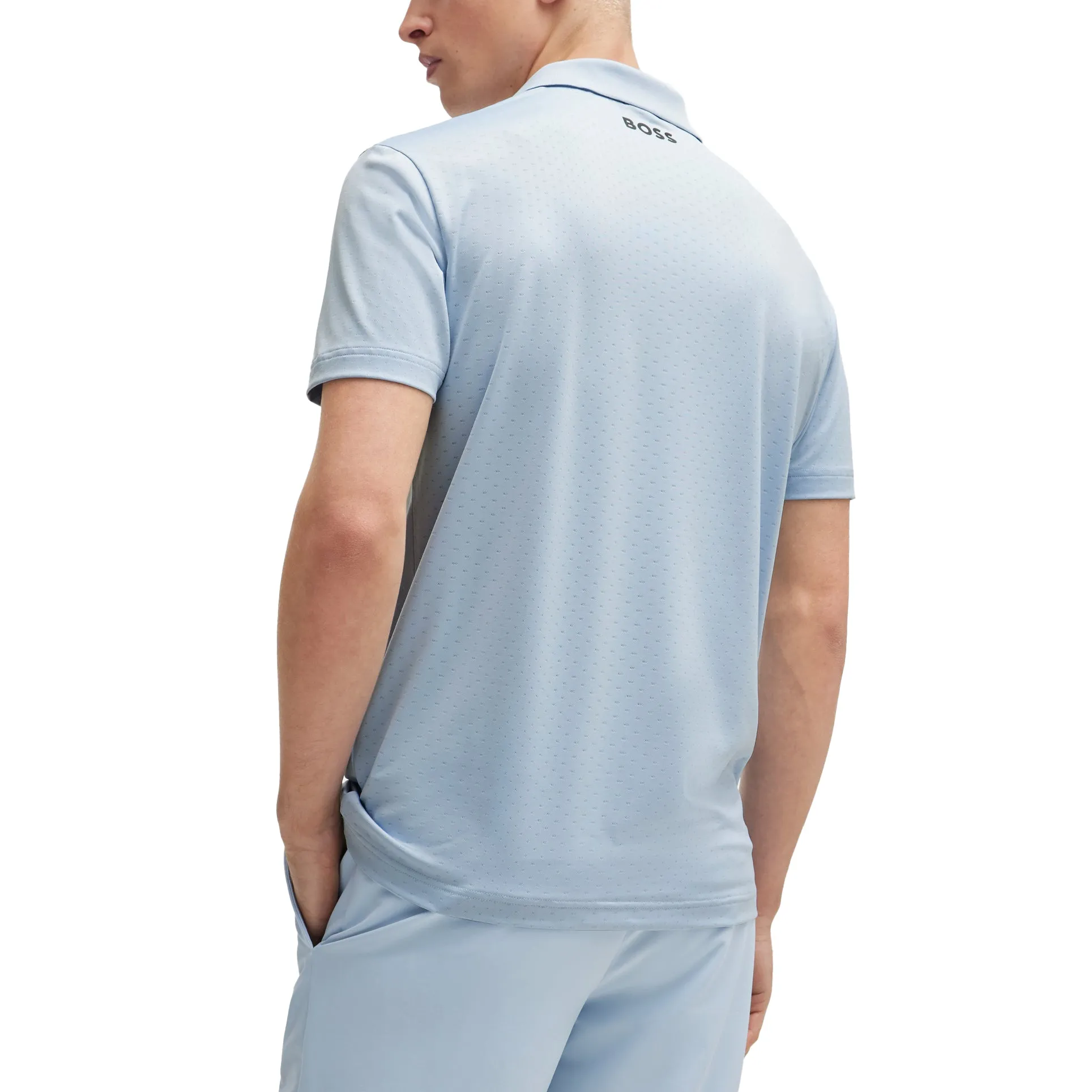 BOSS Paddytech Jacquard Golf Shirt - Open Blue