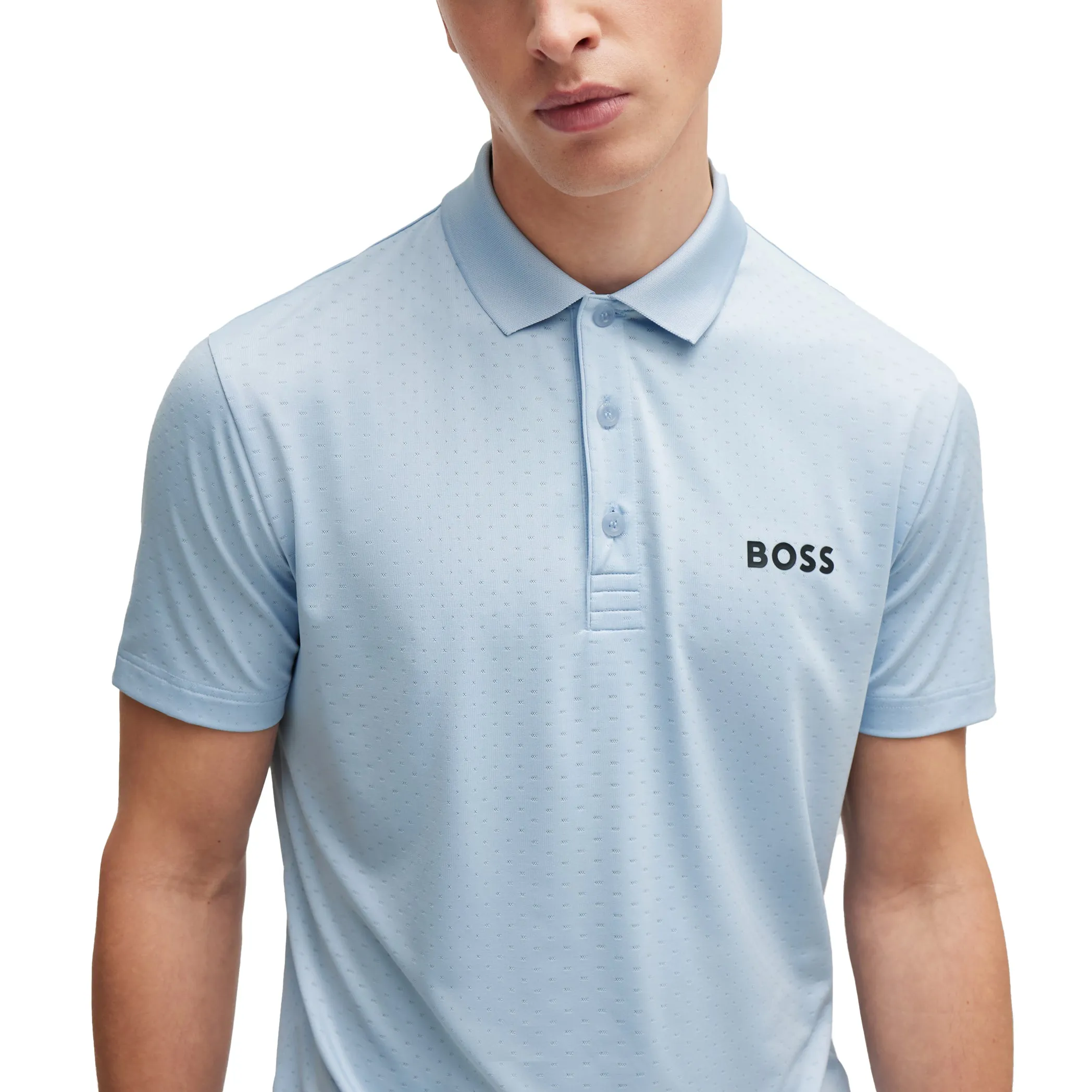 BOSS Paddytech Jacquard Golf Shirt - Open Blue