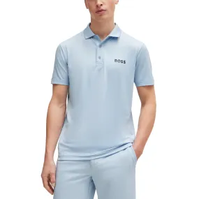 BOSS Paddytech Jacquard Golf Shirt - Open Blue