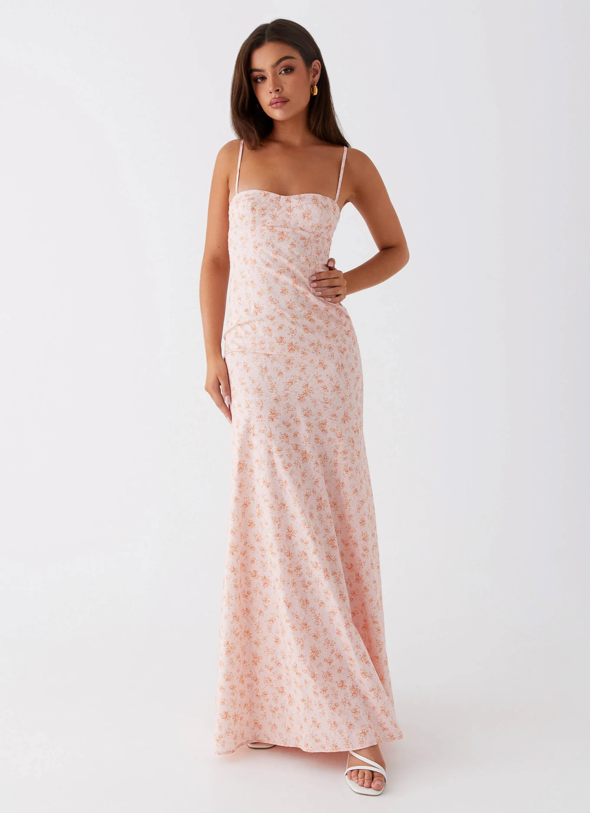 Britney Maxi Dress - Pink Ditsy Floral