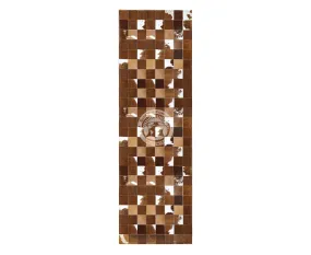 Brown & White - Designer Rugs - Runner - Squares