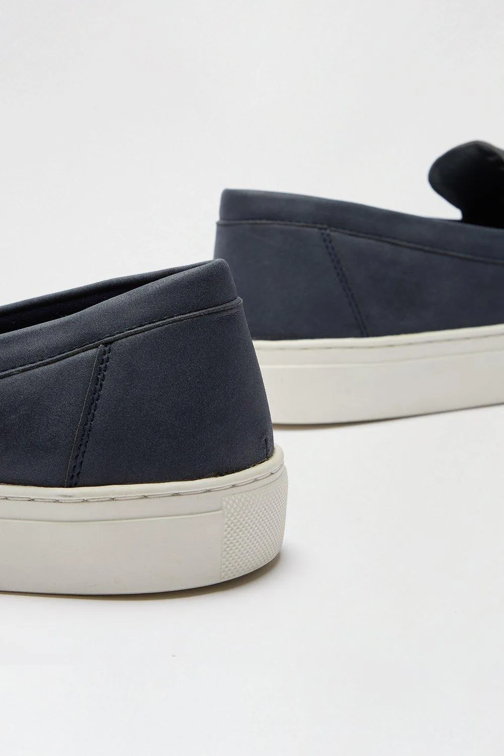 Burton Navy Blue Suede Look Slip On Mens Shoes