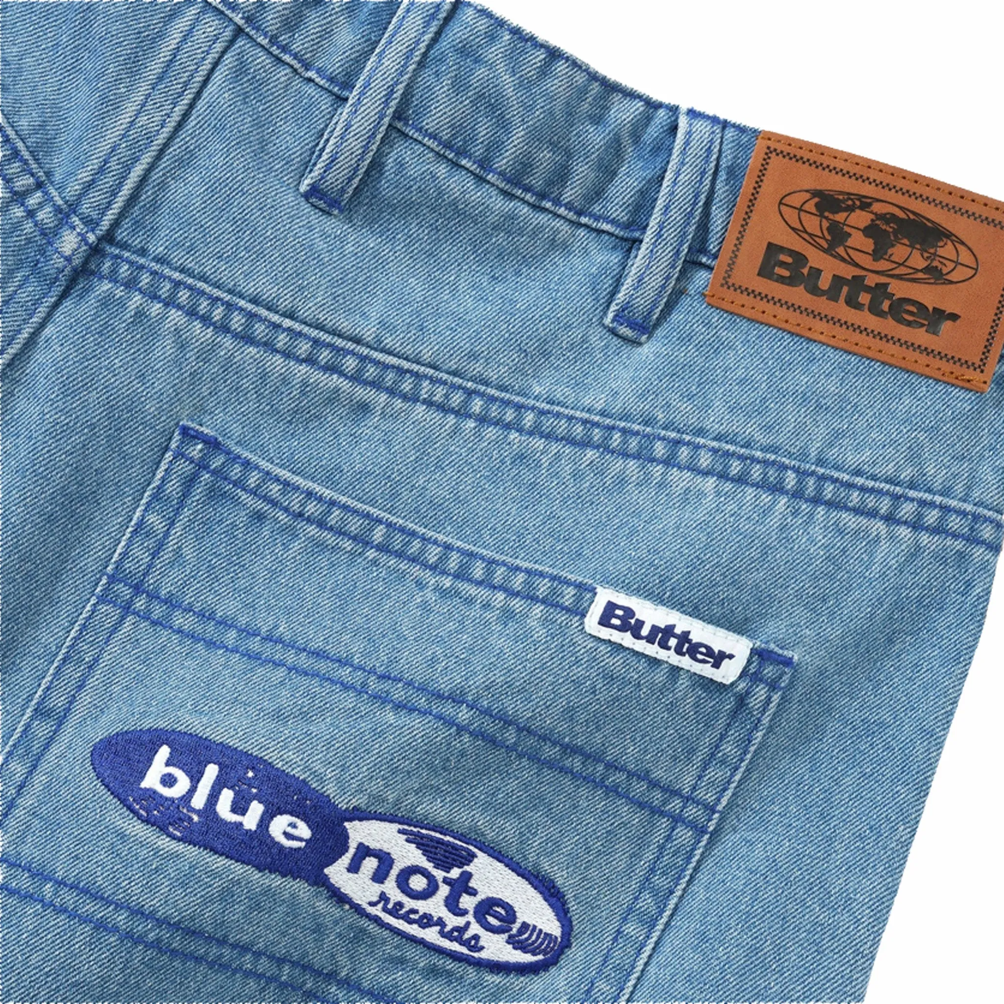 Butter Goods Blue Note Pleated Denim Shorts (Washed Indigo)