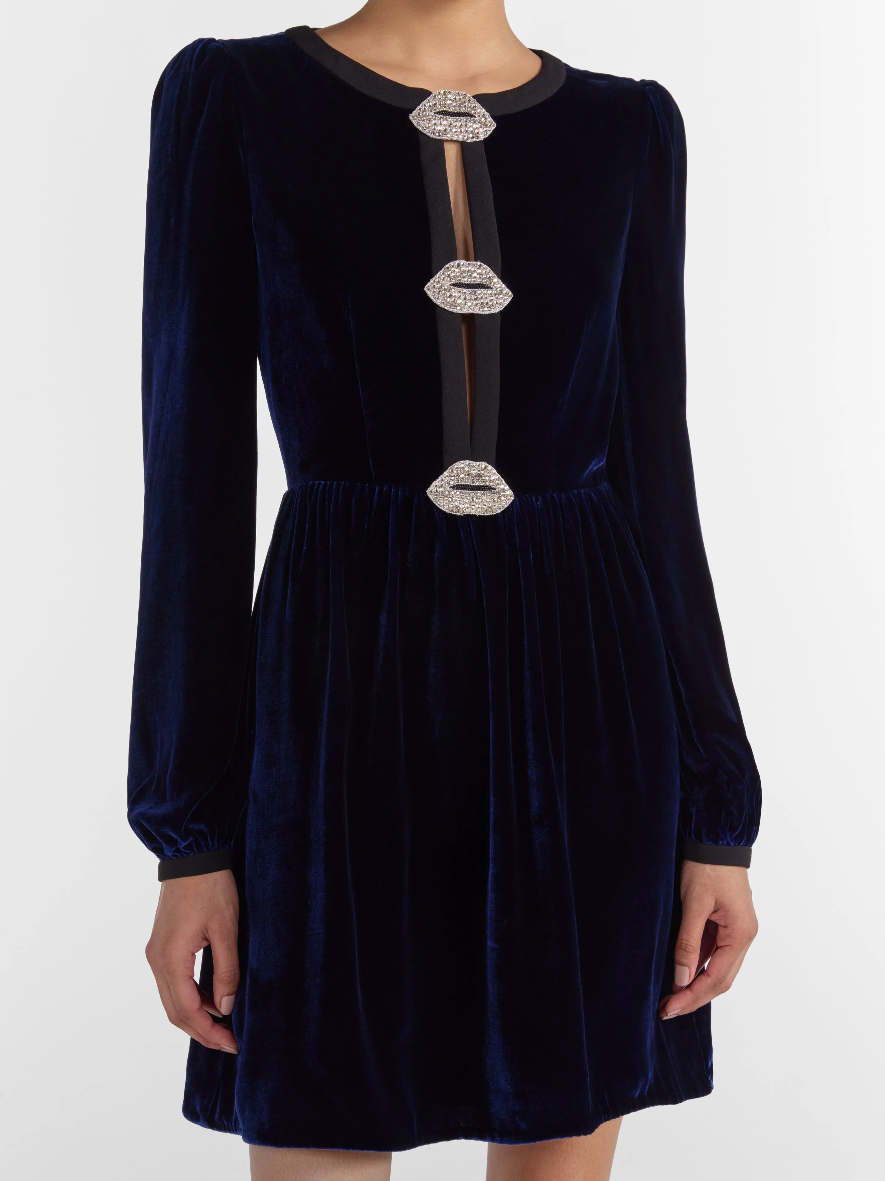 Camille Bows Mini Dress in Navy Black Lips