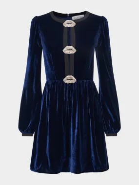 Camille Bows Mini Dress in Navy Black Lips