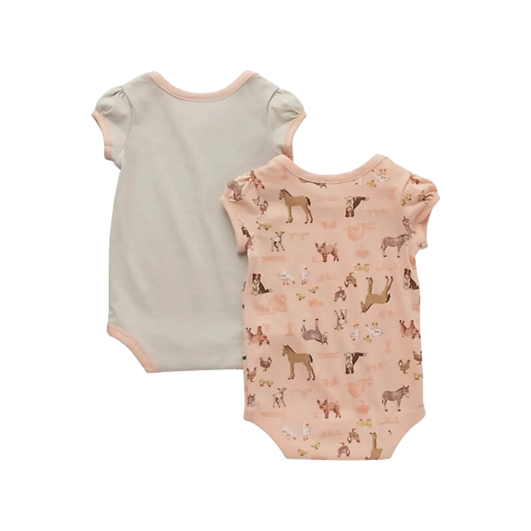 Carhartt Kid's Short Sleeve Farm Print 2 Set Tropical Peach Bodysuit