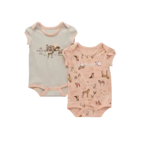 Carhartt Kid's Short Sleeve Farm Print 2 Set Tropical Peach Bodysuit