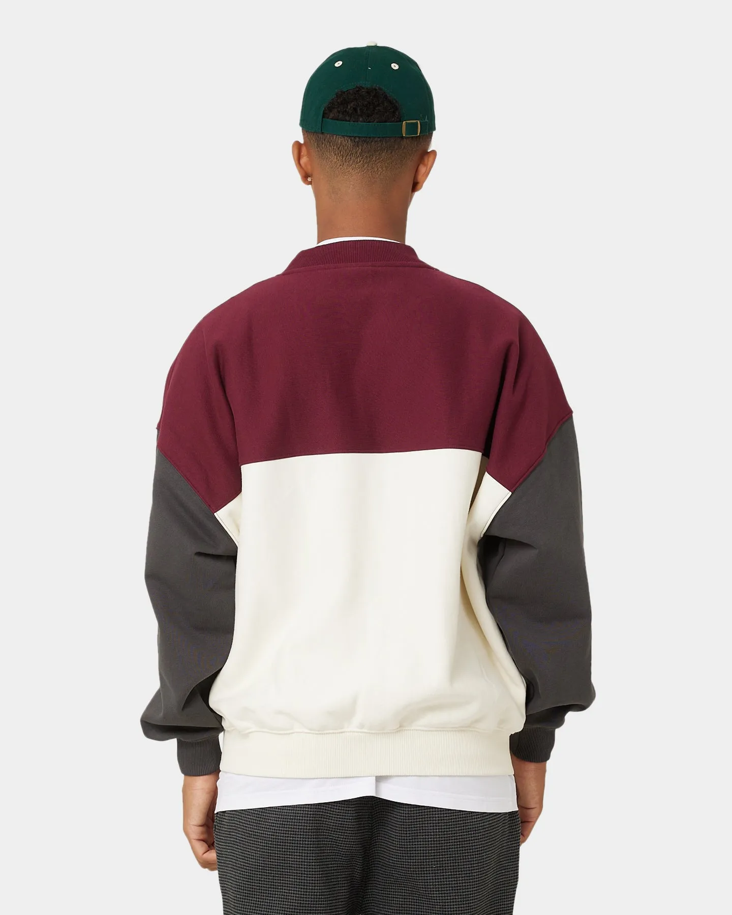 Carre Avant Oversized Panel Crewneck Maroon