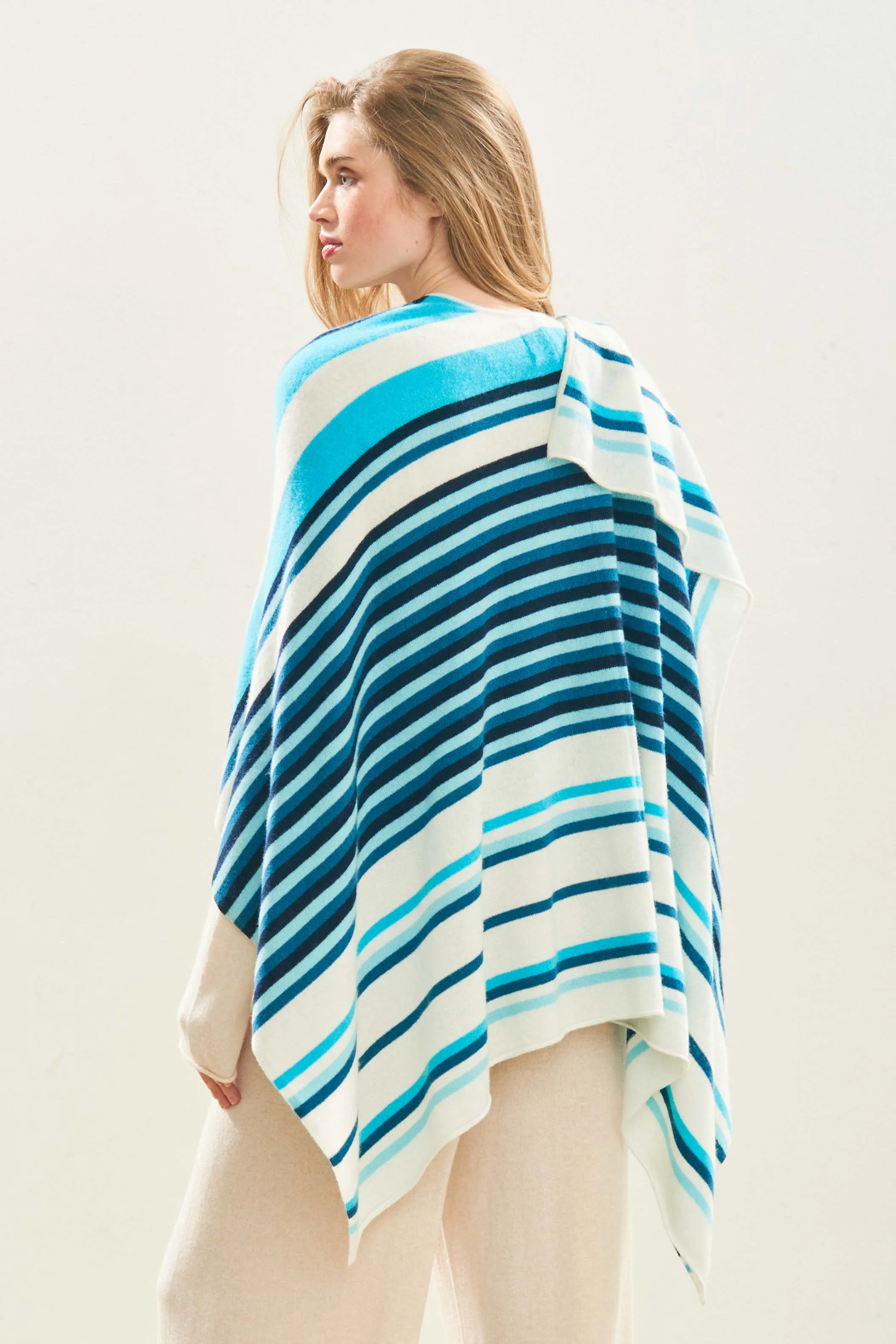 Cashmere Multi Stripe Wrap in Cream