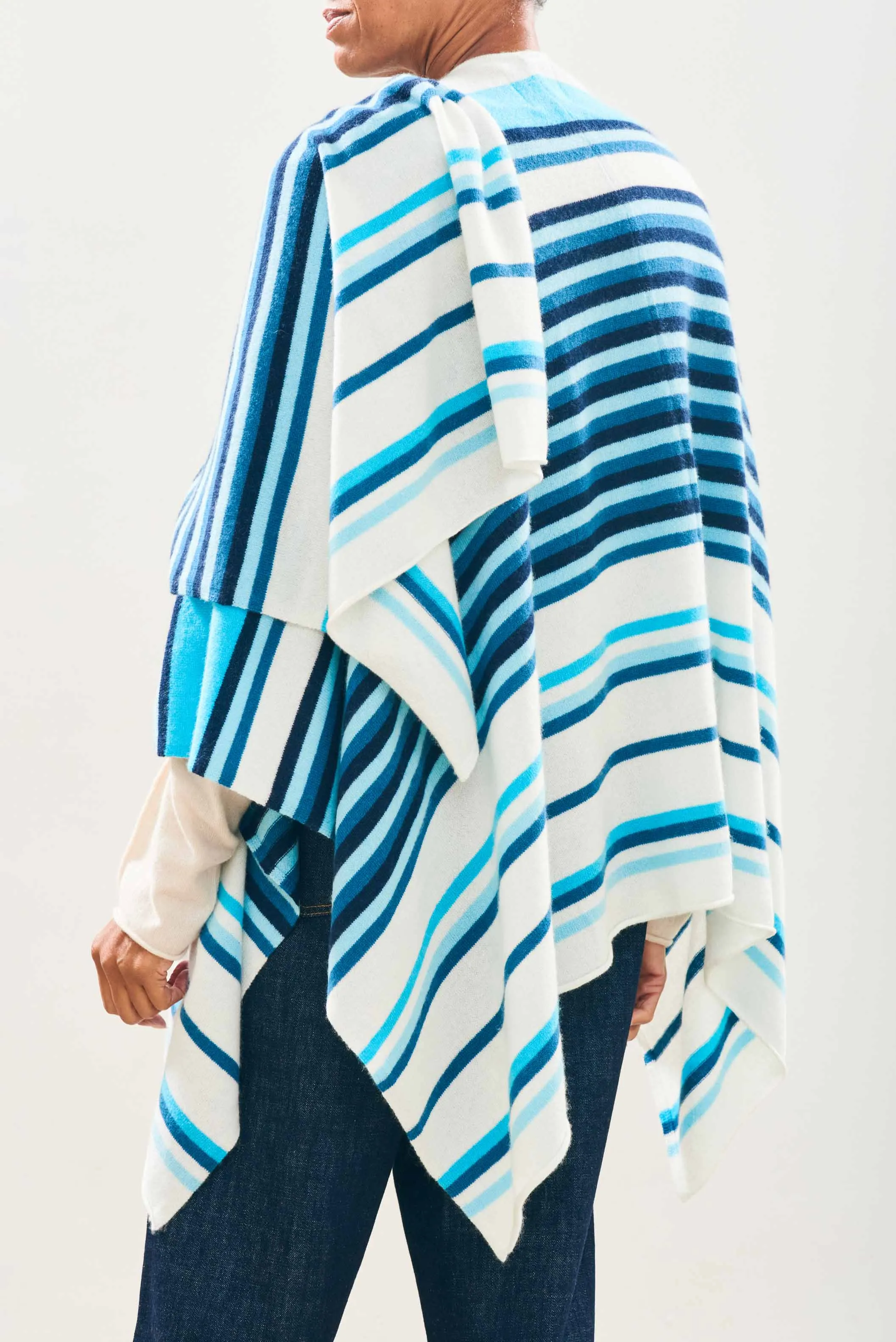 Cashmere Multi Stripe Wrap in Cream