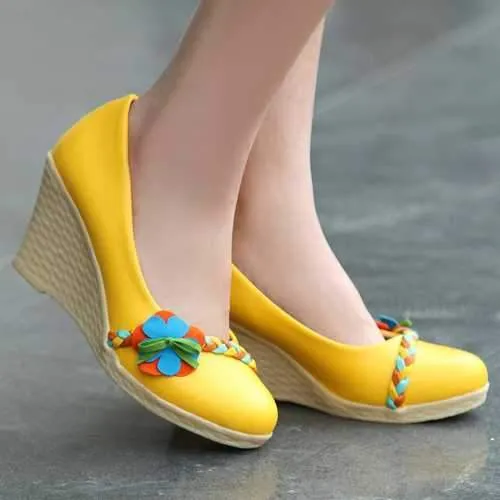 Casual Comfortable Slip On Wedge Heel Flats Shoes