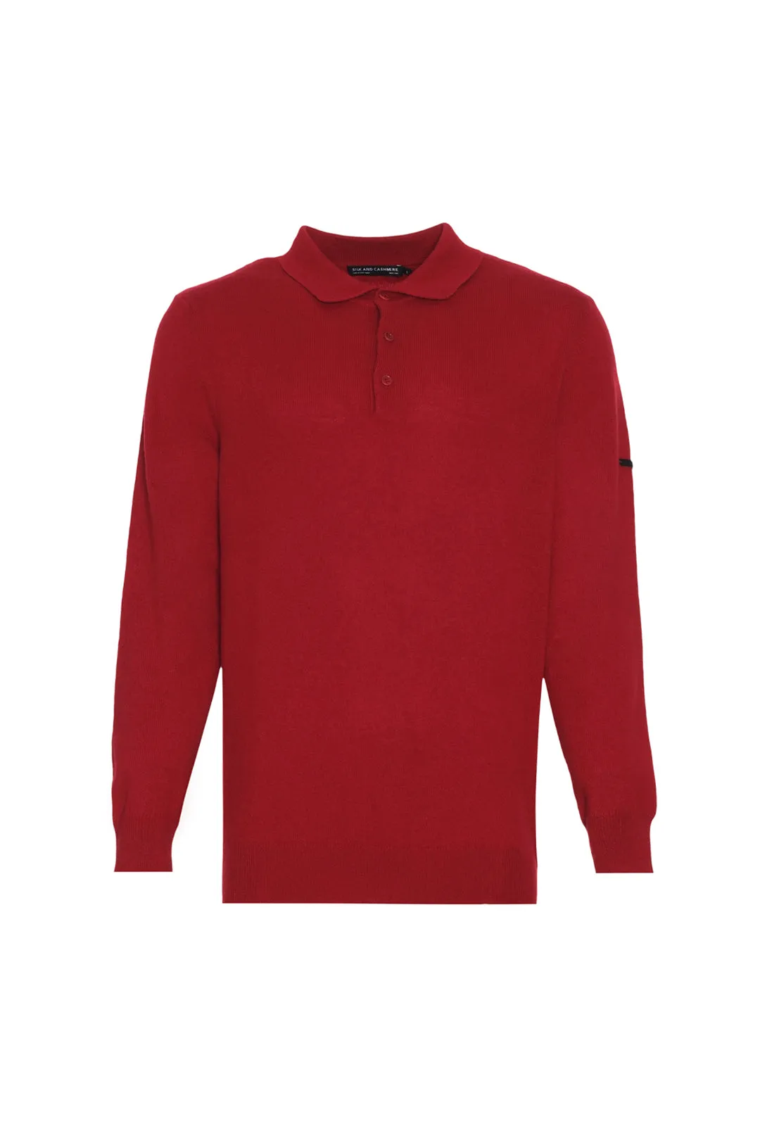 Claret Red Pure Cashmere Men's Polo Sweater