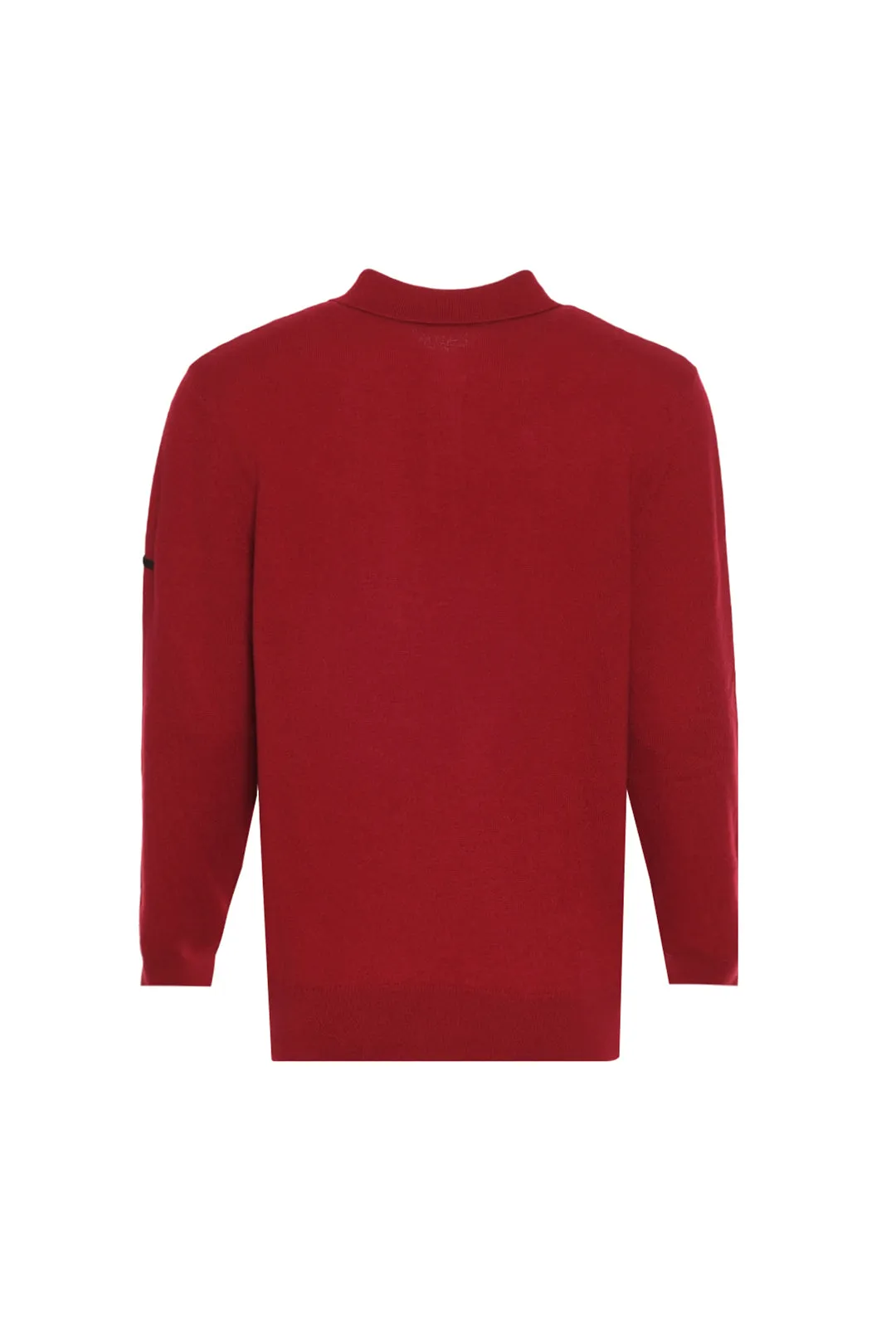 Claret Red Pure Cashmere Men's Polo Sweater