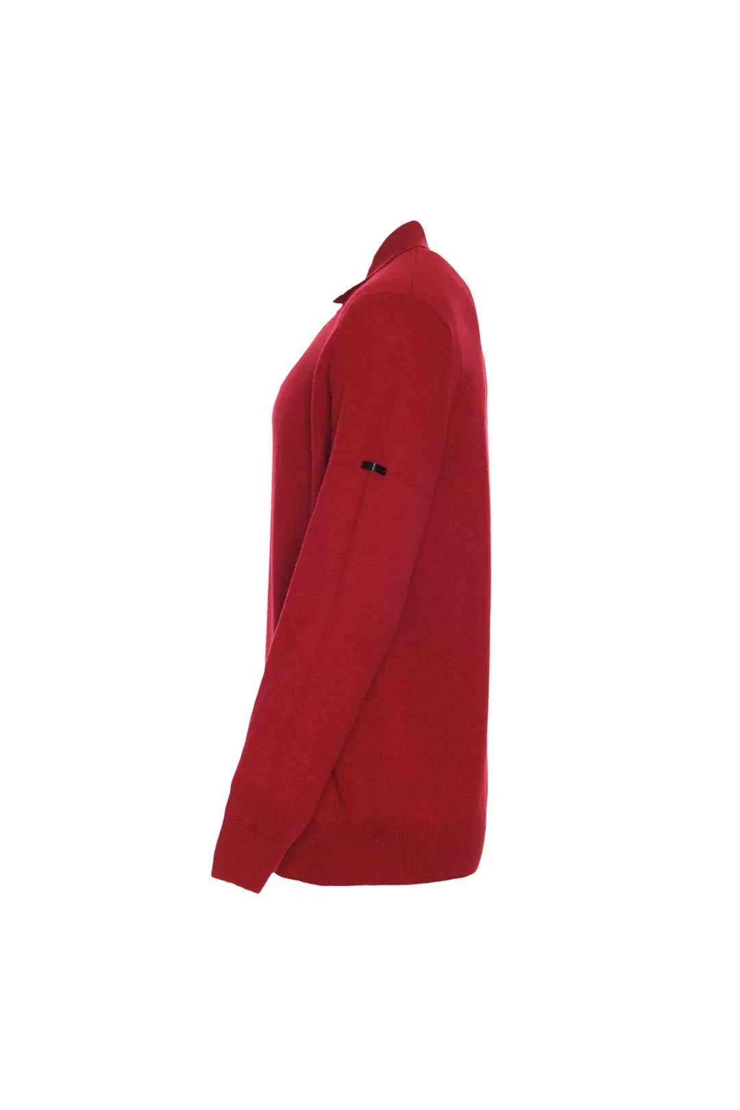 Claret Red Pure Cashmere Men's Polo Sweater