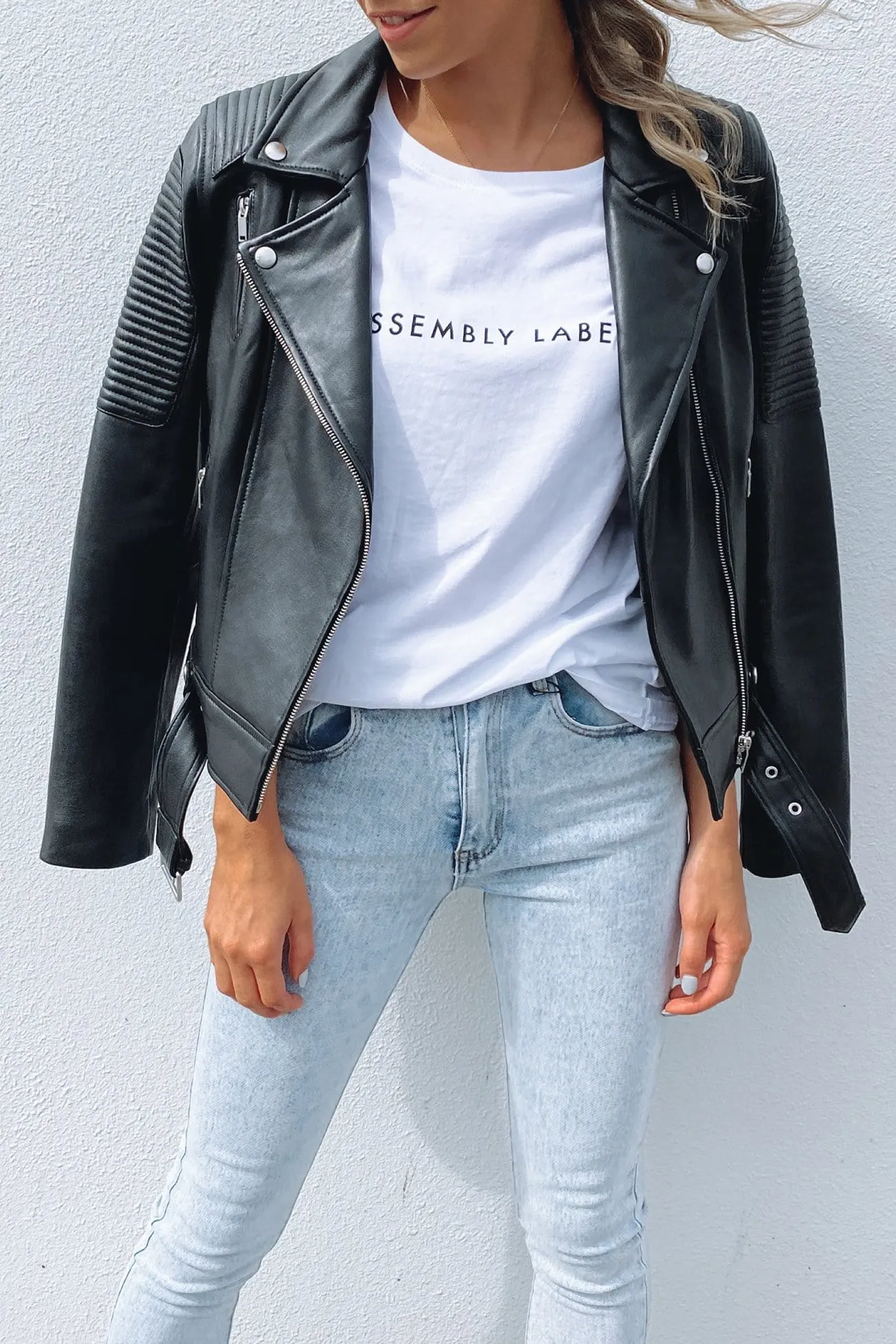 Classic Biker Jacket Black Silver