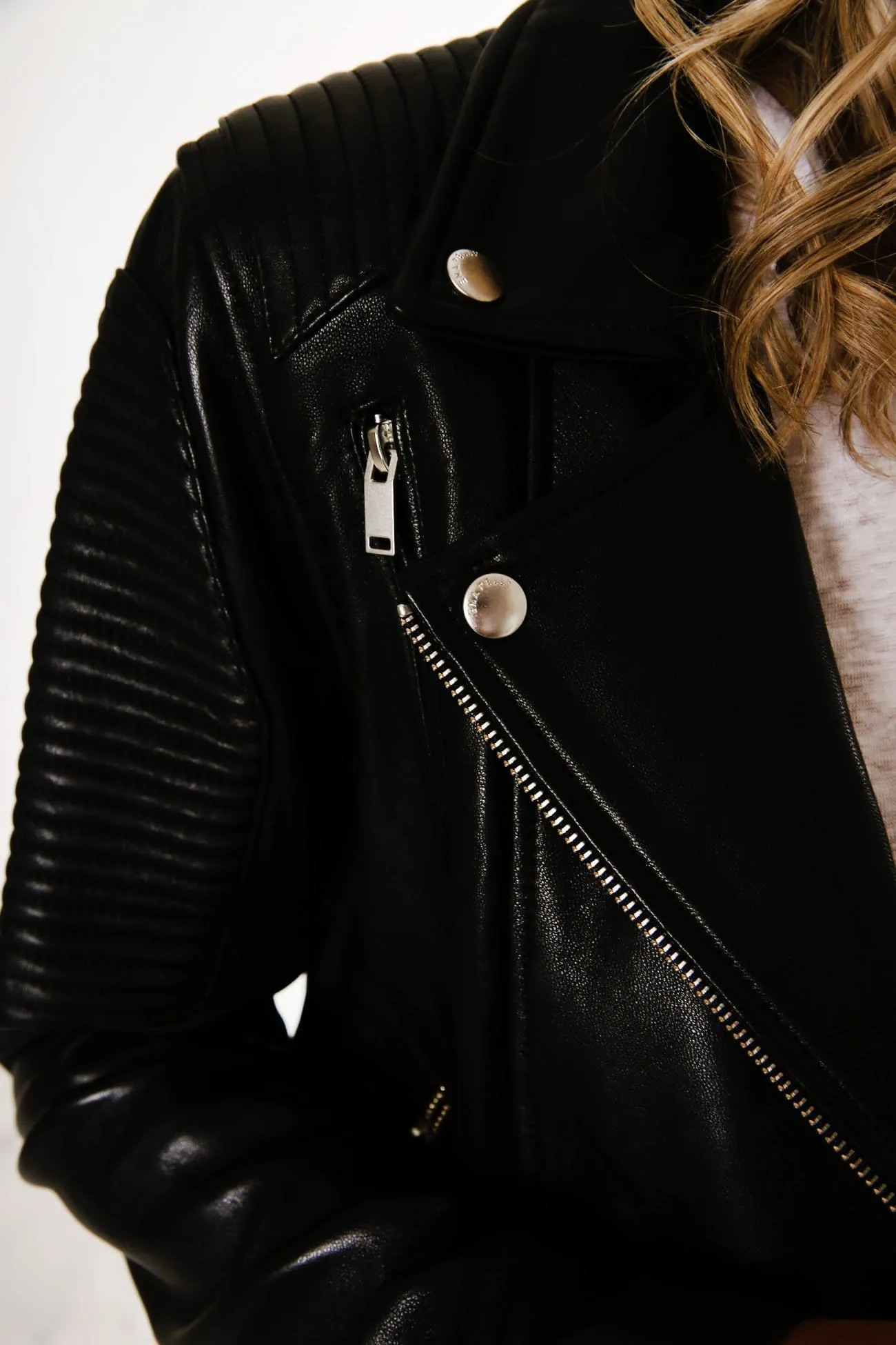 Classic Biker Jacket Black Silver