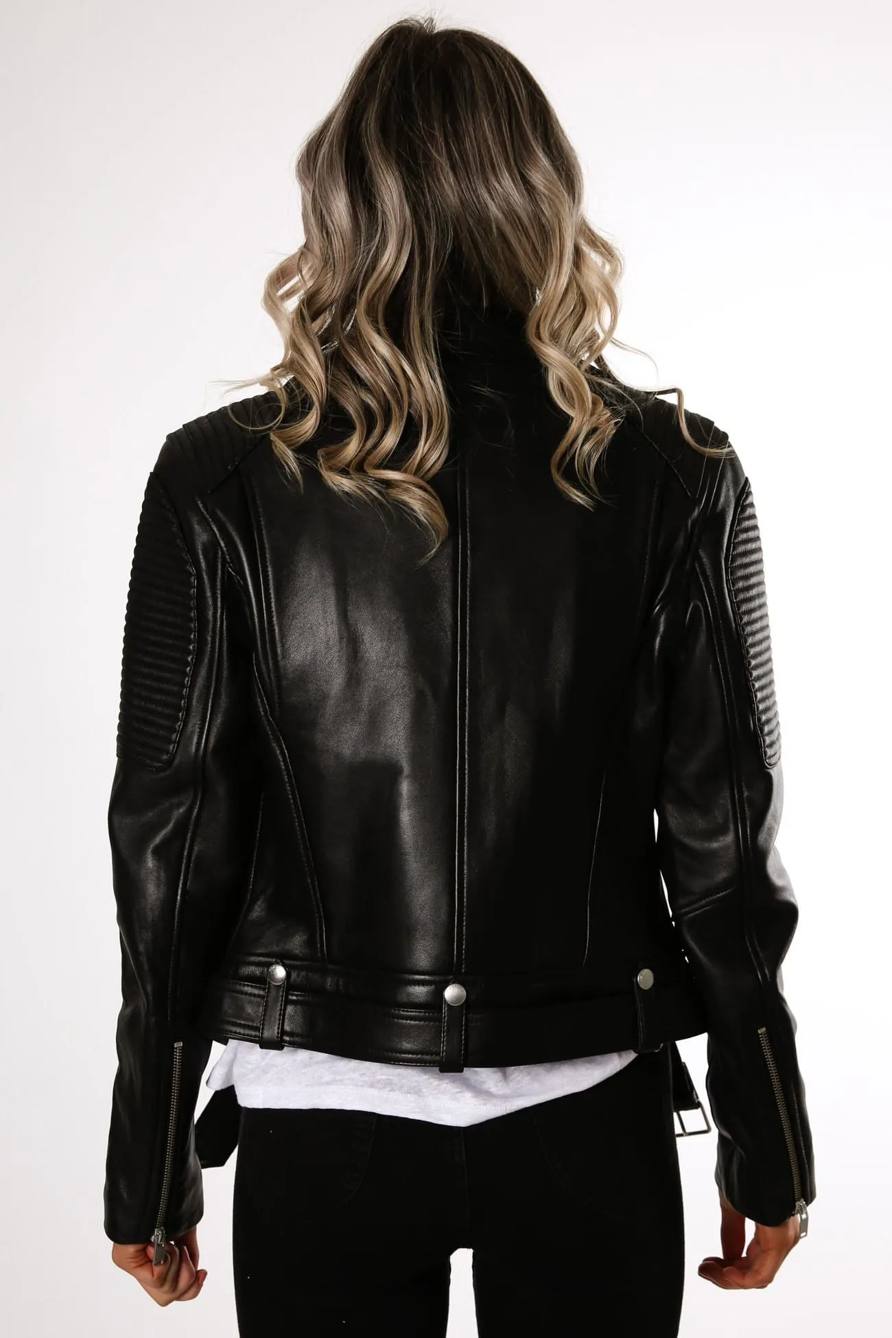 Classic Biker Jacket Black Silver