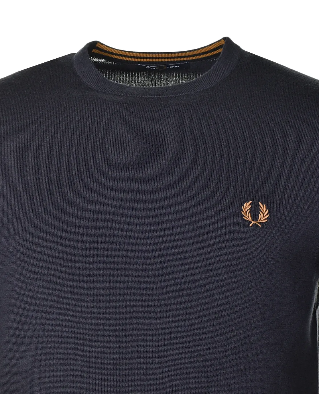 Classic Crew Neck Jumper Navy Caramel