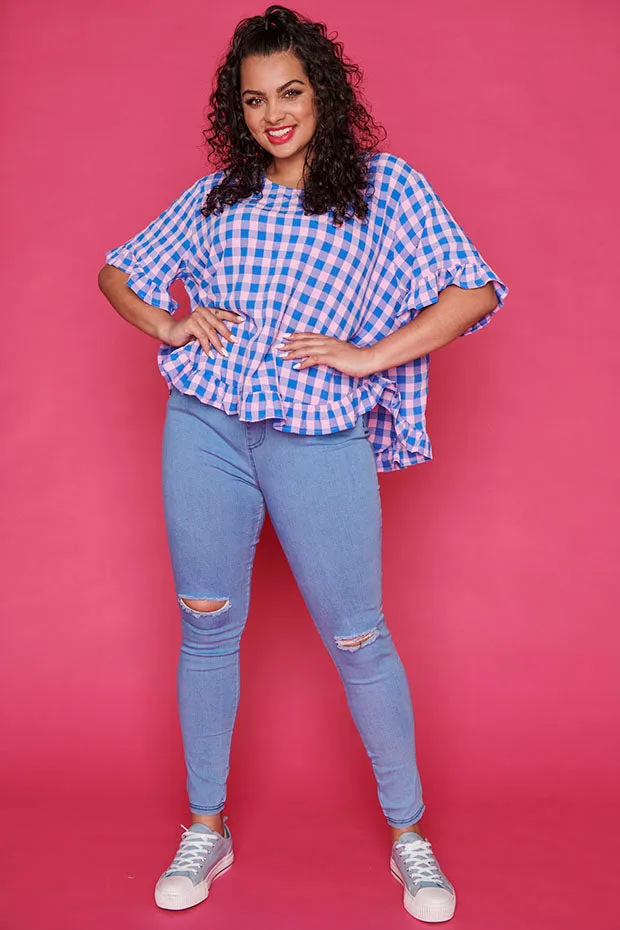 Clio Blue Check Blouse