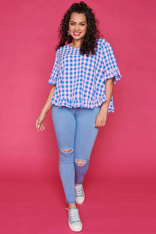 Clio Blue Check Blouse