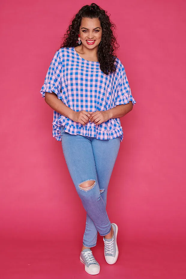 Clio Blue Check Blouse