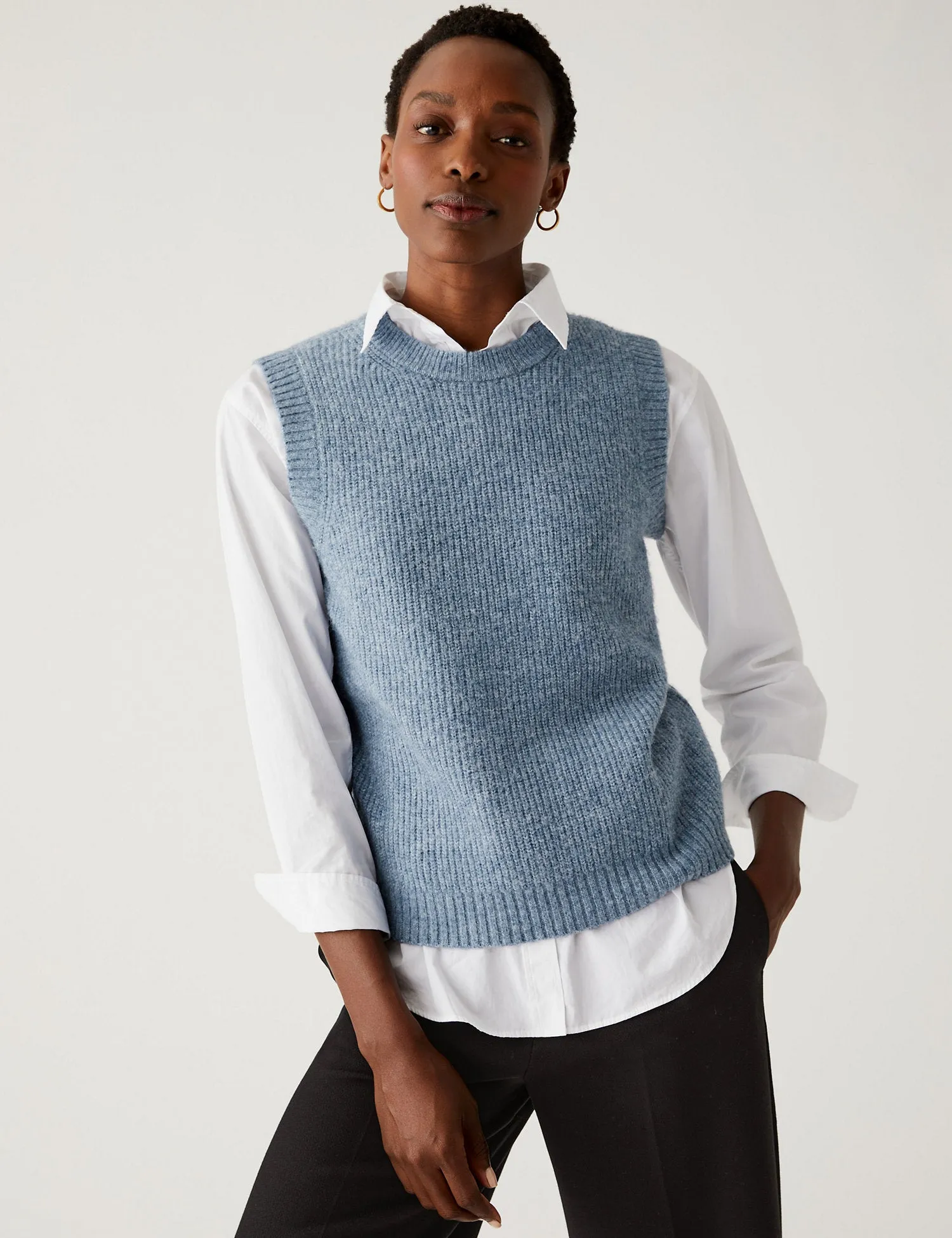 Crew Neck Knitted Vest