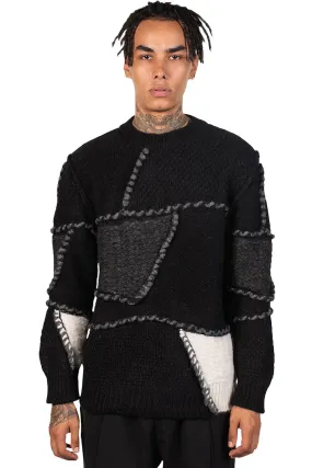 Crew Neck Patchwork Jumper