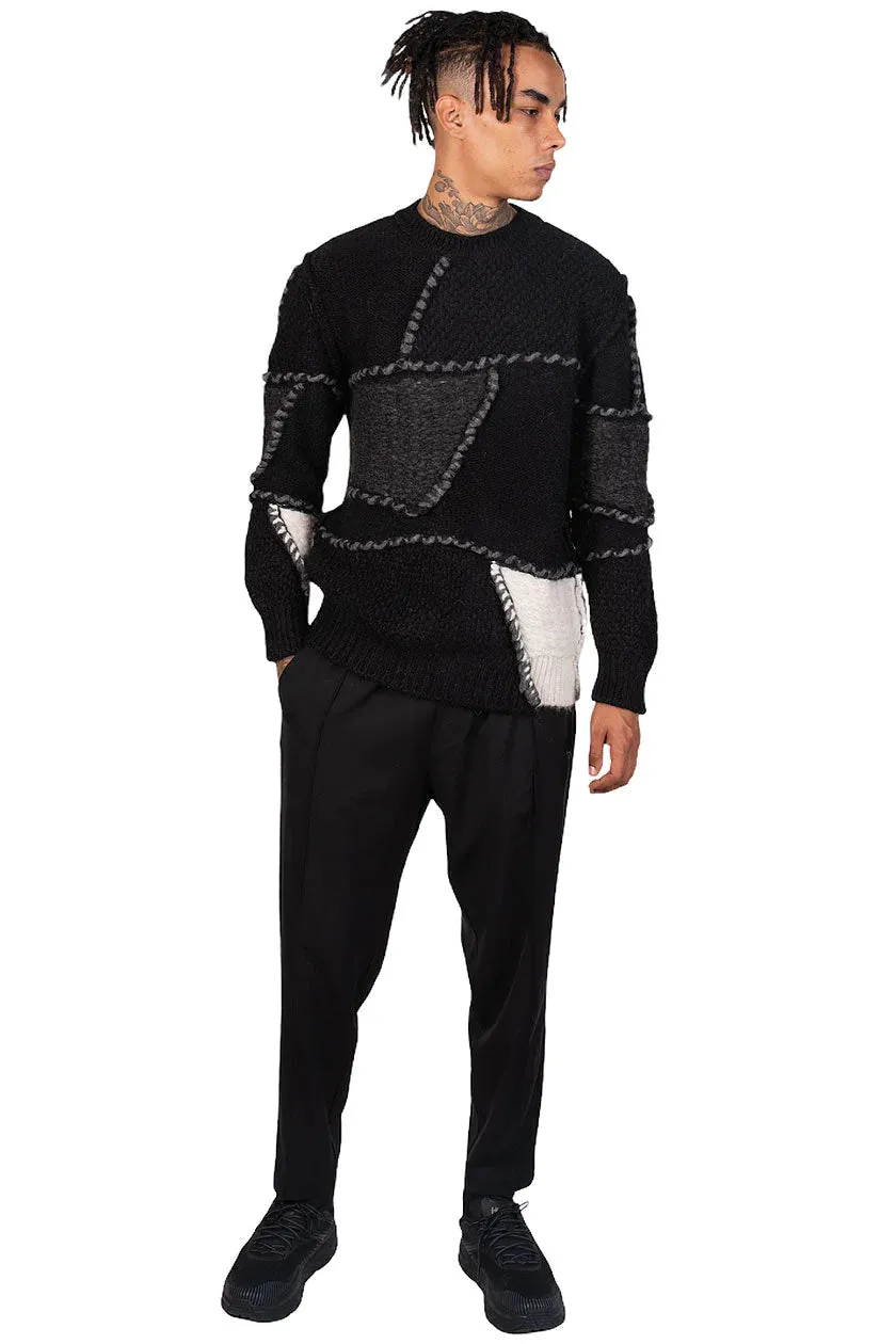 Crew Neck Patchwork Jumper