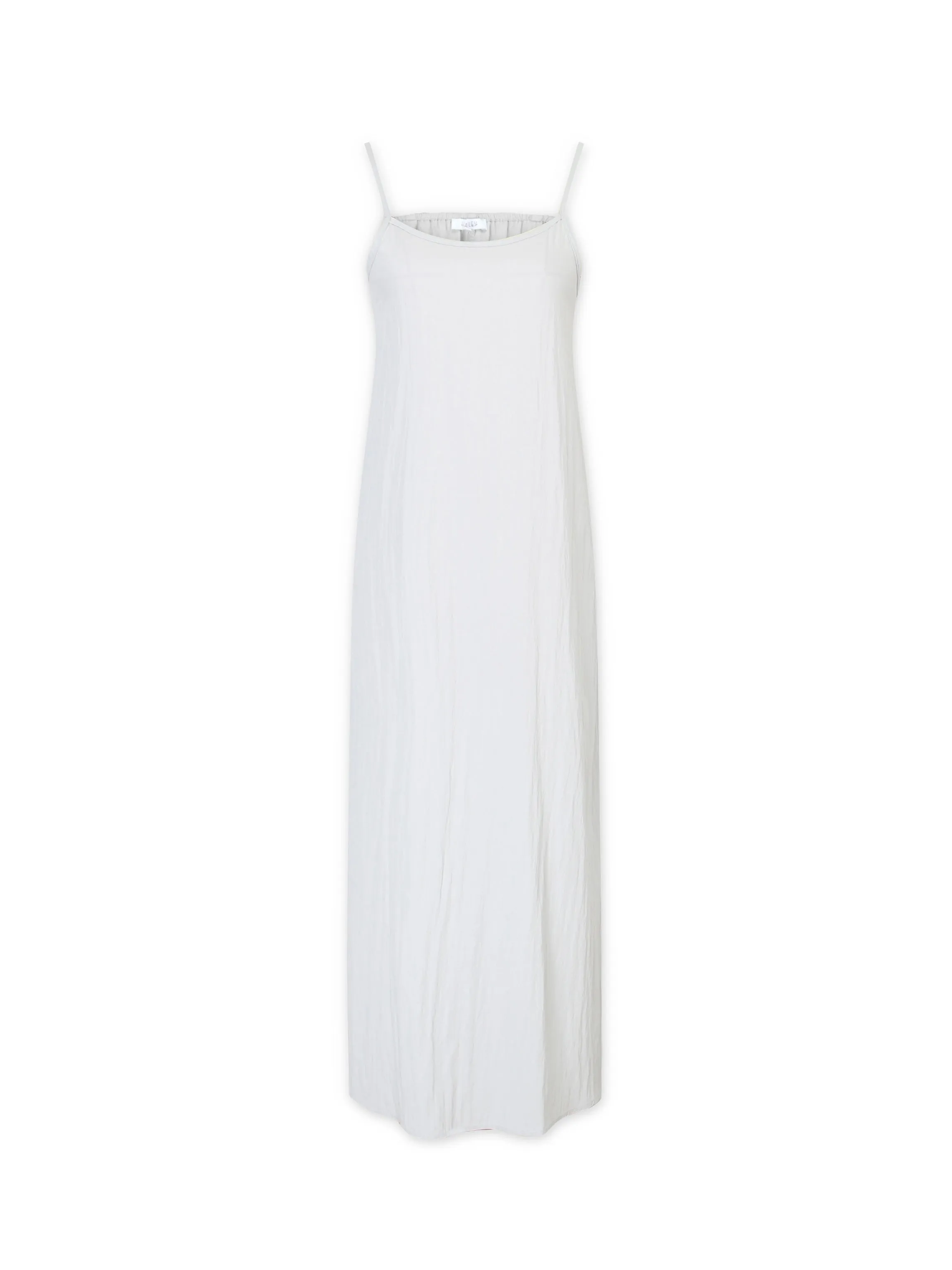 Crinkle Cotton Slip Dress-Grey