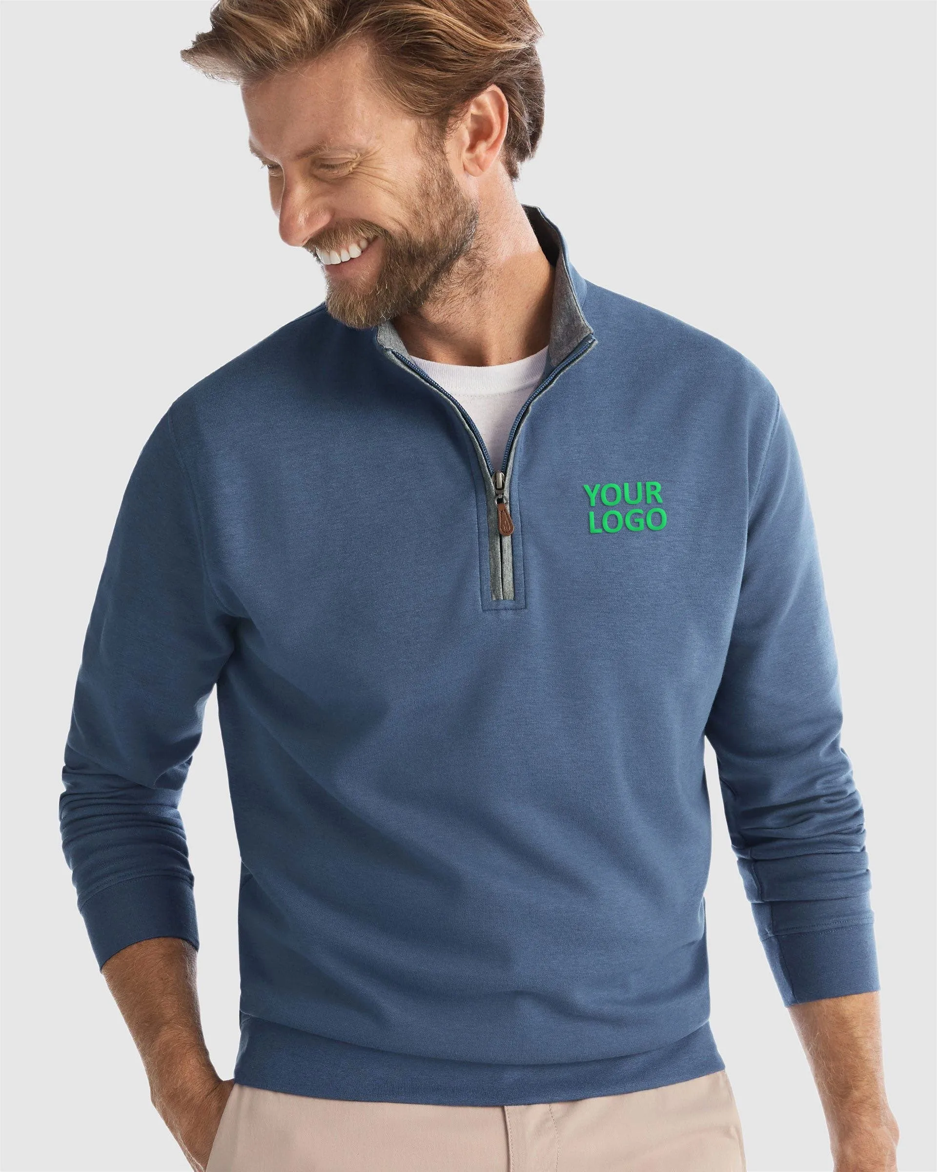 Custom Johnnie O Mens Sully 1/4 Zip Pullover JMKO1460 Helios Blue