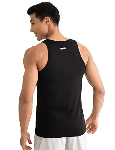 DAMENSCH Men Neo-Cotton Antibacterial Square Neck Vests- Pack of 1- Da Black- Medium