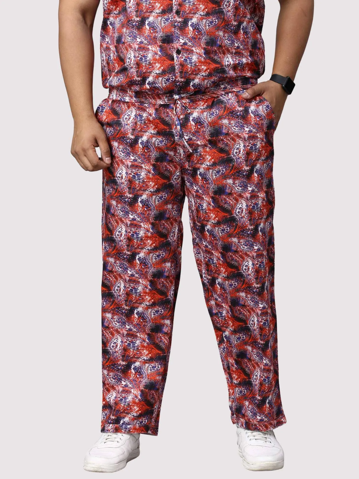 Dark Coral Digital Printed Full Co-Ords Men's Plus Size