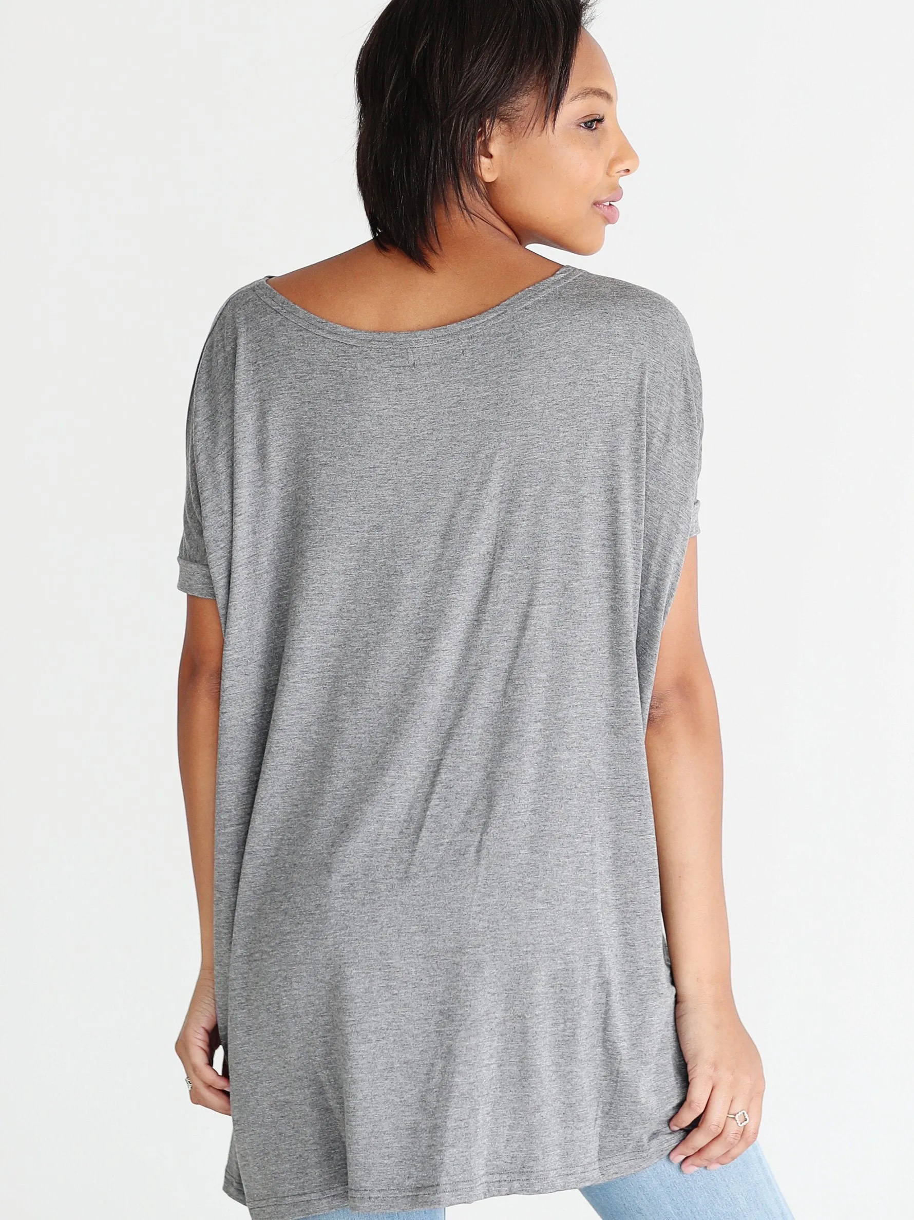 Dark Heather Gray Short Sleeve Tunic