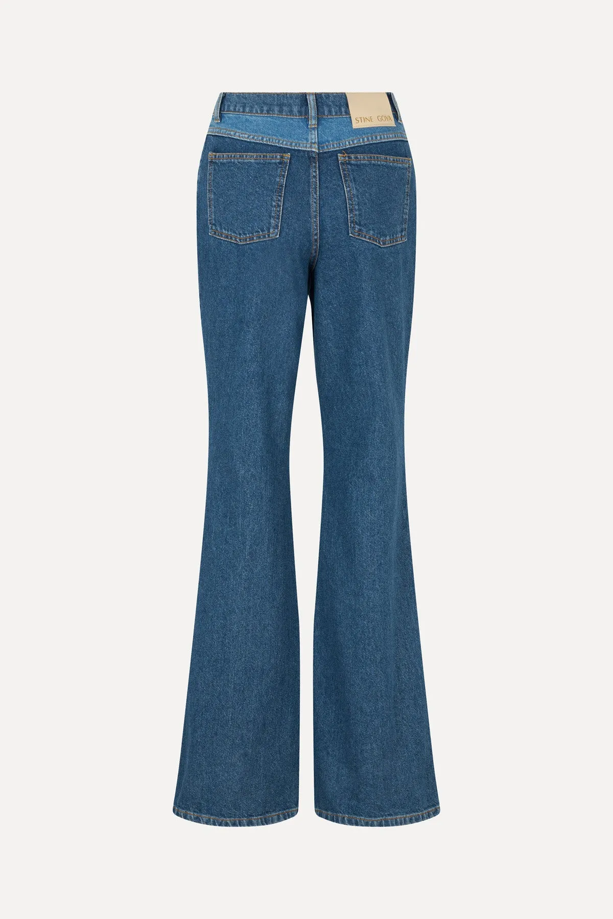 Denim Flared Pants - Two Tone Denim