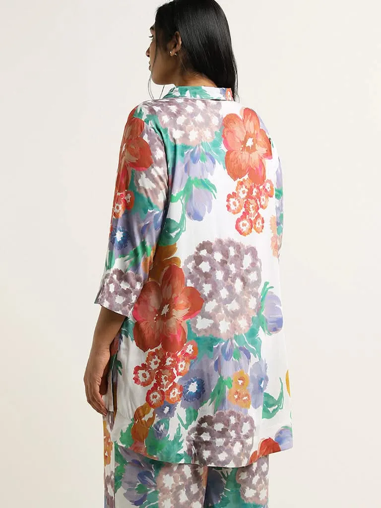 Diza Blue Floral Printed Tunic