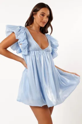 Dulip Frill Sleeve Mini Dress - Blue