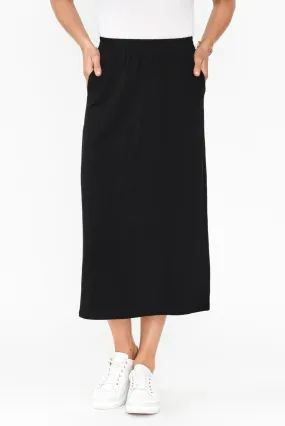 Etta Black Cotton Pocket Skirt