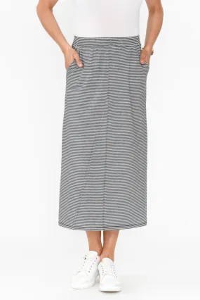 Etta Black Stripe Cotton Pocket Skirt