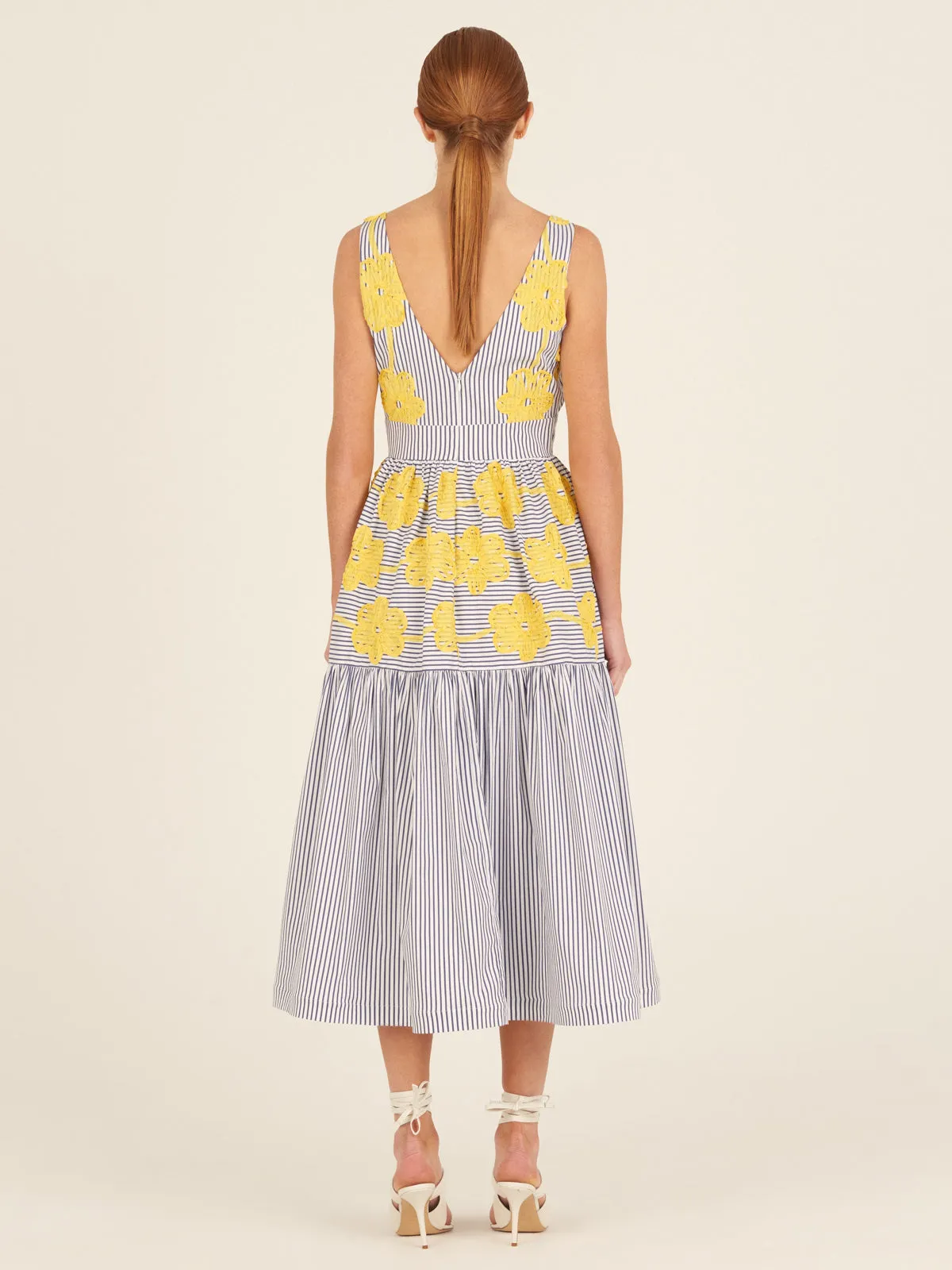 Eugene Dress Yellow Embroidered Flowers