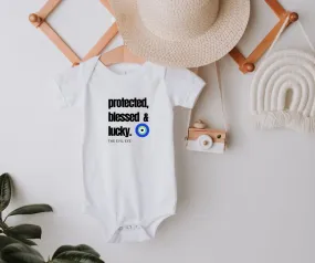 Evil Eye Design Protected Blessed Lucky Baby Onesie The Evil Eye Custom Made Baby Onesie Bodysuit