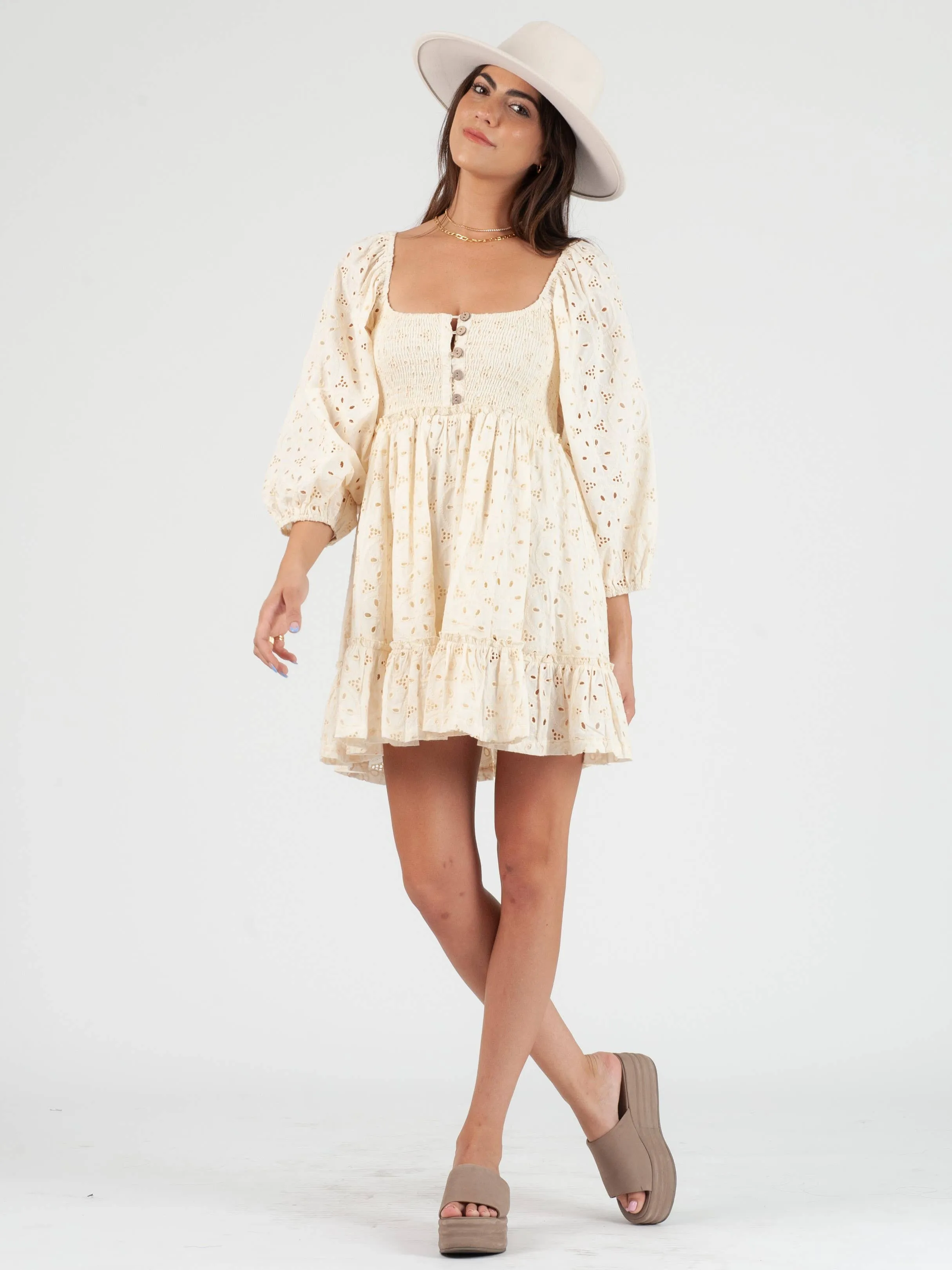 Faith Eyelet Mini Dress