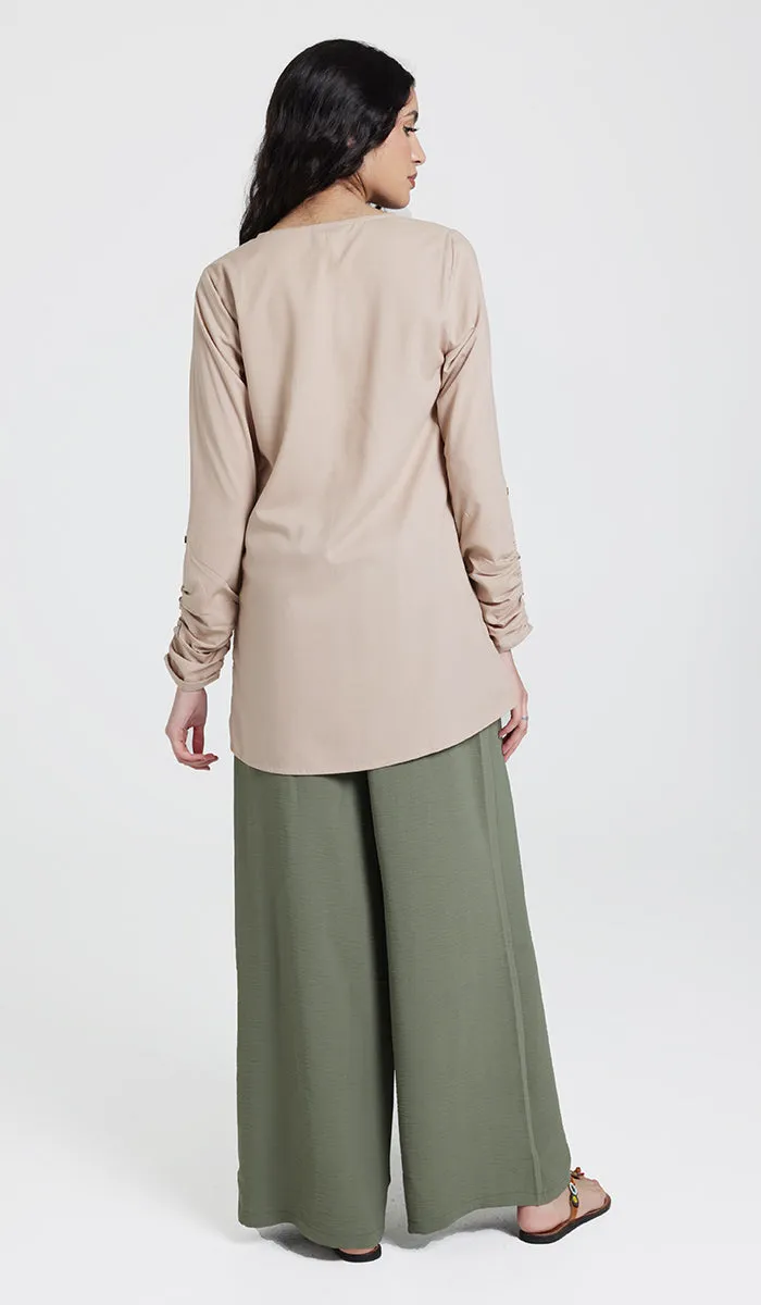 Falisha Cotton Feel Long Modest Tunic  - Mocha